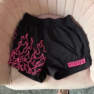 Kill Crew Women's Athletic Shorts with Pink Flame Design